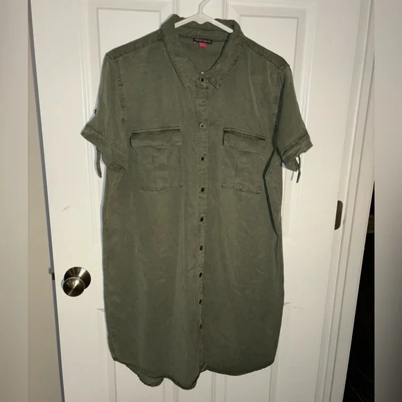 green emerald velvet dress chouyatou Women's Spring Summer Cotton Linen Shirt Dress Button Down Casual  Loose Maxi Shift Dress (Small, Army Green) at Amazon Women's Clothing store